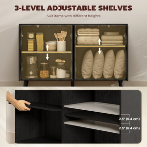 Buffet Cabinet with Storage Modern Fluted Sideboard with Adjustable Shelves Wood Legs for Dining Room – view 11