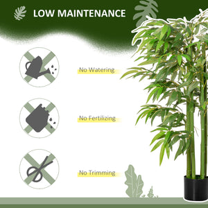Set of 2 4.5FT Artificial Bamboo Tree Faux Decorative Plant in Nursery Pot for Indoor Outdoor Décor