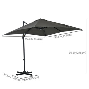 8' x 8' Square Patio Hanging Offset Umbrella with 360° Rotation – view 14