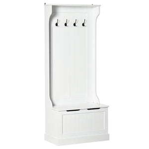 4-In-1 Hall Tree with Coat Rack, Top Shelf, Shoe Storage and Bench Seat, Entryway Bench with 4 Hooks