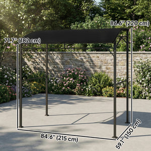 7' x 5' BBQ Grill Gazebo Tent, Garden Grill Canopy with Steel Frame and Hooks, Outdoor Sun Shade, Grey – view 23