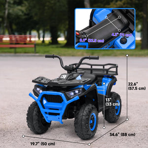 Qaba Kids ATV, 12V Battery Powered Electric Ride on Toy w/ Spring Suspension, Storage Basket, High & Low Speed