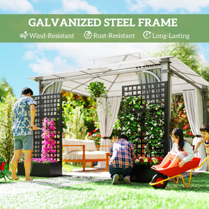 Galvanized Raised Garden Bed Planter Box with Trellis for Climbing Plants, Vegetable, Vines – view 3