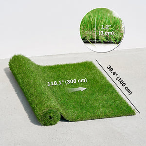 Artificial Grass 10' x 3' (30 Square Feet), Fake Grass Turf with UV Protection, Drain Holes for Rain, Green