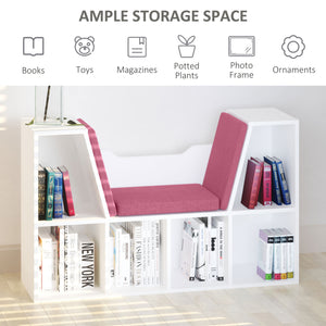 6-Cubby Bookcase with Seat Cushion, Cube Storage Shelf with Reading Nook for Home Office, Study, Blue – view 11