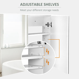 Bathroom Mirror Cabinet, Wall-Mounted Storage Organizer with Double Doors, Adjustable Shelf, White – view 4