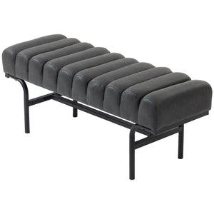 Bedroom Bench PU Leather End of Bed Bench with Cylindrical Seat and Metal Legs for Bedroom Living Room
