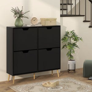 Shoe Storage Cabinet with 4 Flip Drawers and Adjustable Shelf, Shoe Cabinet for 8-16 Pairs of Shoes, Black – view 7