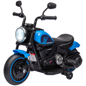 Aosom 6V Kids Motorcycle with Training Wheels, Foot Pedal, Headlight, Music, Forward/Reverse, Single-Button Start