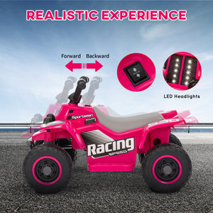 Qaba 6V Kids ATV Quad, 4 Wheeler Battery Powered Electric Ride on Car w/ Lights, Forward Backward