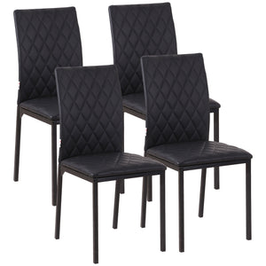 Modern Dining Chairs Set of 4, Upholstered Faux Leather Kitchen Chairs with Rhombic Tufting and Metal Legs – view 2