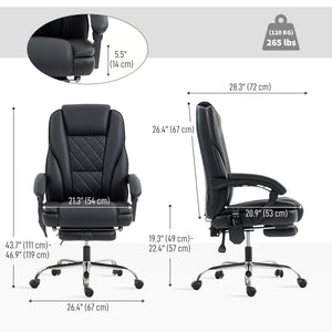 Massage Office Chair, Reclining Computer Chair with Adjustable Height and Footrest, Black