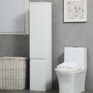 Tall Bathroom Cabinet, Freestanding Storage Organizer with Adjustable Shelves and Cupboards, 11.8" x 11" x 6", White