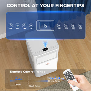 10000 BTU Portable Air Conditioner with Fan & Dehumidifier Mode, Quiet AC Unit with Remote Control, 24-Hour Timer, White
