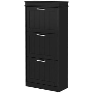 Slim Shoe Cabinet with 3 Flip Drawers and Adjustable Shelves, Narrow Shoe Cabinet for 15 Pairs of Shoes