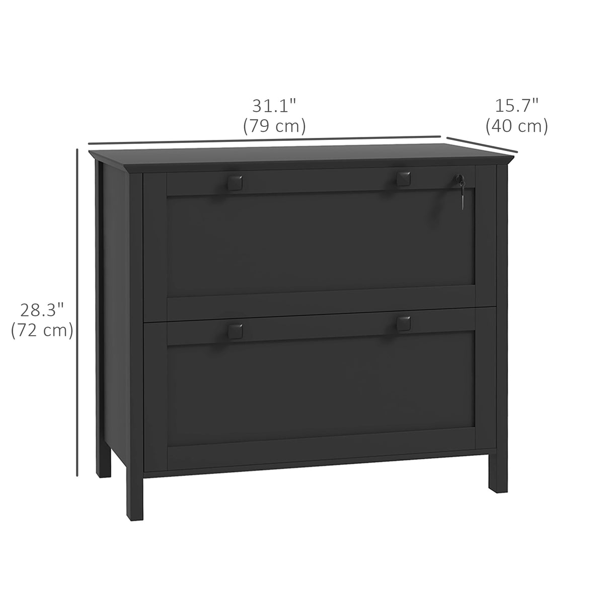2 Drawer File Cabinet, Lockable Filing Cabinet with Adjustable Hanging Bar for Letter, A4 and Legal Size – view 2
