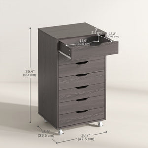 7-drawer Vertical File Cabinet for Home Office, Storage Cabinet with Wheels, 18.7"x15.6"x35.4", Black – view 9