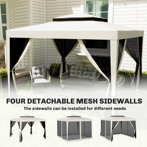 10' x 10' Outdoor Canopy Tent Party Tent with Mesh Netting and Double Tier Roof for Backyard, Garden – view 13