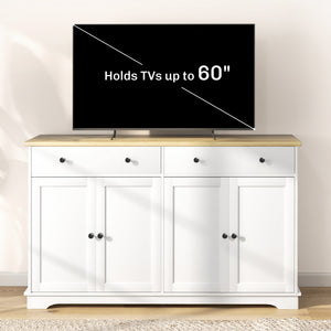 Modern Sideboard, Buffet Cabinet with Storage Drawers, Adjustable Shelves for Living Room, Dining Room, Entryway, White