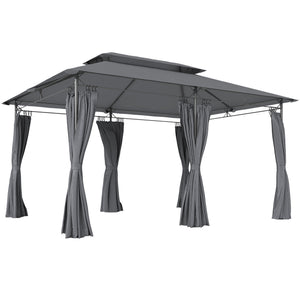 10' x 13' Double Roof Patio Gazebo, Outdoor Gazebo with Curtains, for Garden, Lawn, Backyard and Deck – view 14