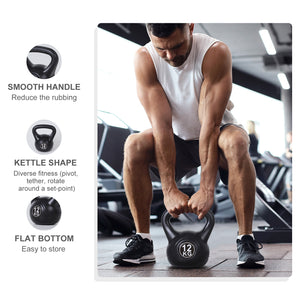 Soozier 22lb Fitness Kettlebell, Plastic Exercise Weight, Weightlifting Tools with Sand, Handle, Noise Reduction for Home, Gym