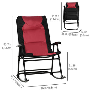 Folding Rocking Chair Set of 2 Padded Rockers with Armrest, Navy Blue – view 9