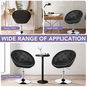1 Piece Adjustable Modern Swivel Round Tufted-Black view 3