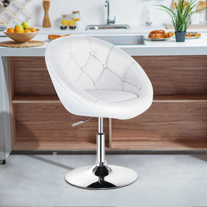 1 Piece Adjustable Modern Swivel Round Tufted-White view 2