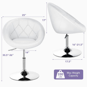 1 Piece Adjustable Modern Swivel Round Tufted-White view 4