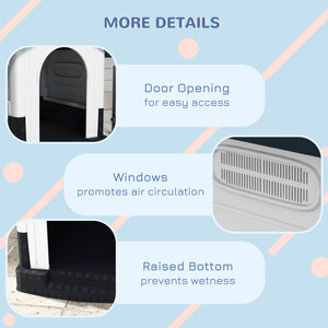 Outside Dog Kennel House with Windows, Base Support, for Garden Patio, Miniature Dogs, 64.5 x 57 x 66cm – view 13