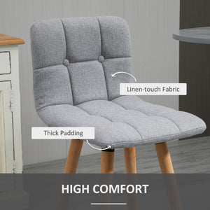 Modern Bar Stools Set of 2, 38" Upholstered Kitchen Island Stool with Solid Wood Legs, Grey – view 4