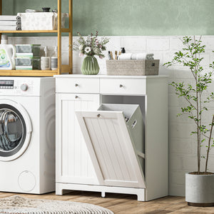 Laundry Cabinet, Tilt Out Laundry Hamper Cabinet with 2 Baskets, Bathroom Hamper Cabinet with 2 Drawers – view 14