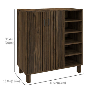 Shoe Storage with Double Doors and Open Shelves 17 Pair Shoe Storage Organizer for Entryway Hallway Black – view 16