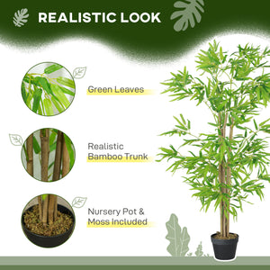 Artificial Bamboo Tree, 4ft Fake Tree with Realistic Leaf and Natural Trunk, Decorative Plant in Nursery