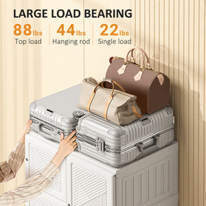 Portable Wardrobe Closet, Folding Bedroom Wardrobe, Clothes Storage Organizer with Cube Compartments, White