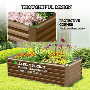6' x 3' x 2' Raised Garden Bed, Galvanized Planter Box for Growing Flowers, Herbs and Vegetables, Brown – view 6