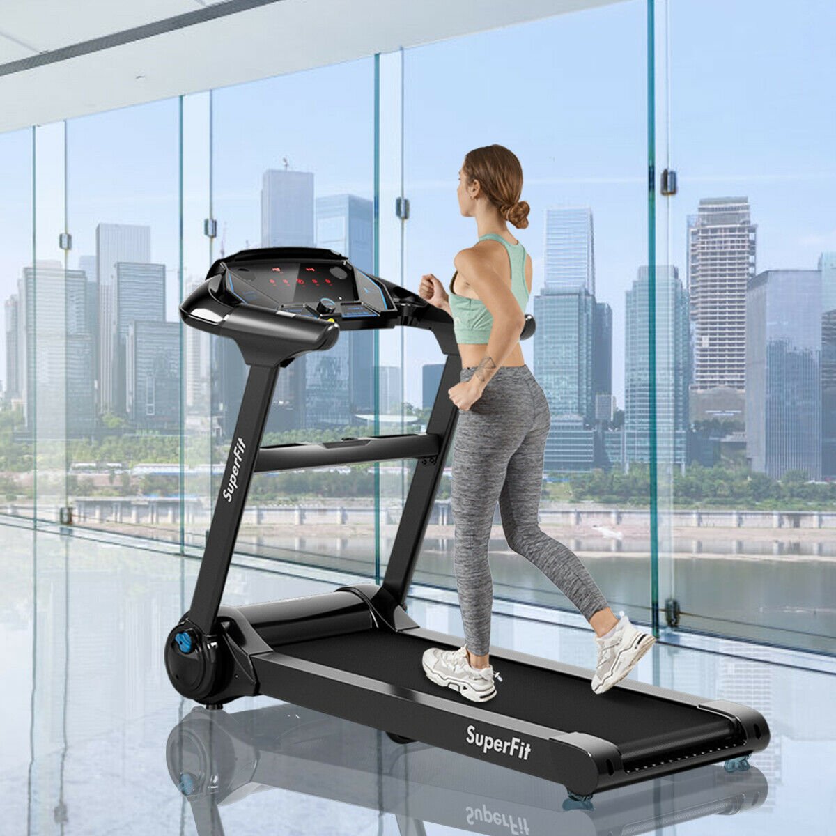 2.25HP Folding Treadmill Running Jogging Machine with APP heart rate bluetooth view 2
