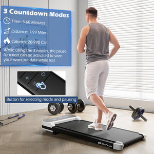 2.5HP Under Desk Treadmill with Remote Control and 3 Countdown Modes-White view 8
