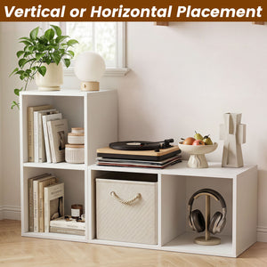 2-Cube Vertical or Horizontal Freestanding Bookshelf with 2 Compartments and 2 Anti-tipping Kits for Home Office-White view 7