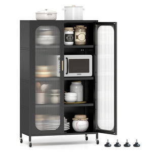 2-Door Metal Storage Cabinet 5-Tier with Adjustable Shelves-Black view 4