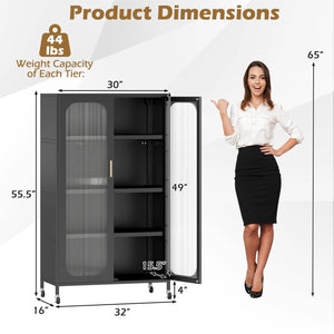 2-Door Metal Storage Cabinet 5-Tier with Adjustable Shelves-Black view 5