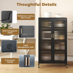 2-Door Metal Storage Cabinet 5-Tier with Adjustable Shelves-Black view 9