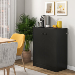 2-Door Modern Floor Storage Cabinet with 3-Tier Shelf-Black view 3