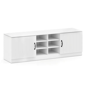 2-Door Shoe Bench Storage Cabinet with Adjustable Shelves-White view 4