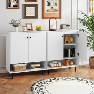 2-Door Sideboard Buffet Cabinet Kitchen with Adjustable Shelf-White view 6