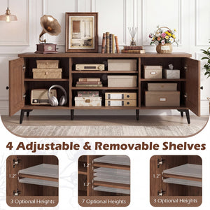 2-Door TV Stand for TVs up to 65 Inch Mid Century Modern Entertainment Center-Brown view 8