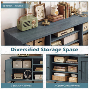 2-Door TV Stand for TVs up to 65 Inch Mid Century Modern Entertainment Center-Turquoise view 7