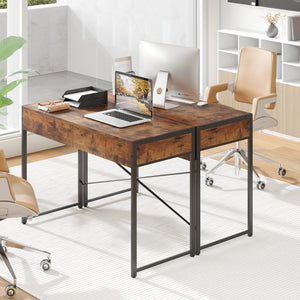 2-Drawer Home Office Desk with Steel Frame-Brown view 6
