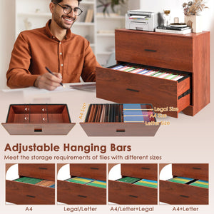 2-Drawer Lateral File Cabinet with Adjustable Bars for Home and Office-Walnut view 8