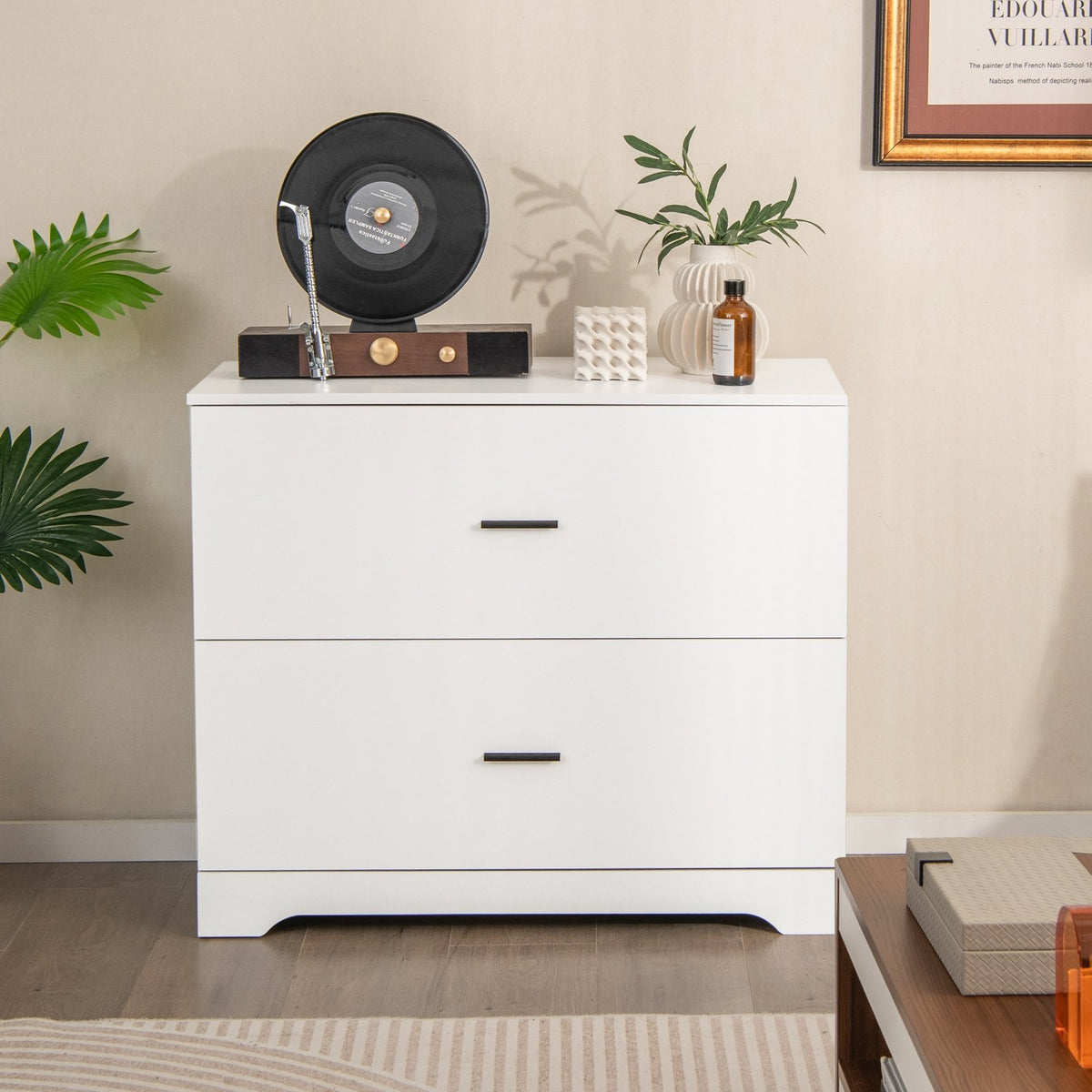 2-Drawer Lateral File Cabinet with Adjustable Bars for Home and Office-White view 2
